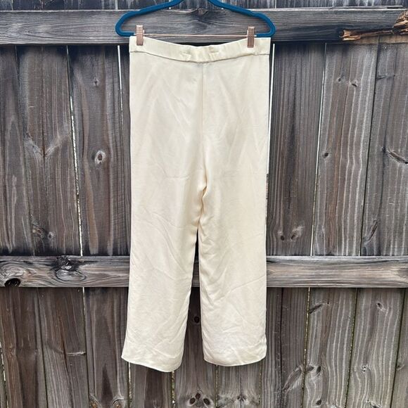 St. John's Vintage High-Waisted Silk Cream Trousers - Petite - Picture 4 of 6